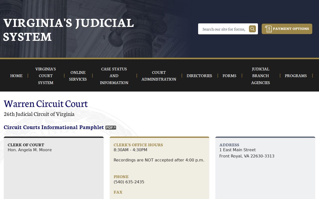 Warren County Circuit Court official clerk and courthouse information